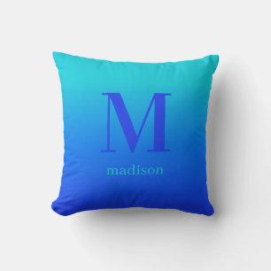 Benutzerdefiniertes Monogramm und Name Türkis bis  Kissen