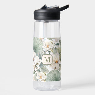 Benutzerdefiniertes Monogramm Wasserfarbe Floral Trinkflasche