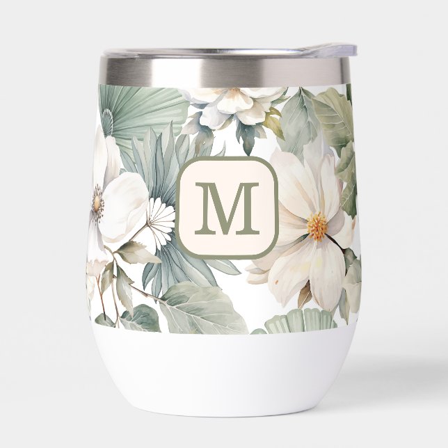 Benutzerdefiniertes Monogramm Wasserfarben-Blumenm (Links)