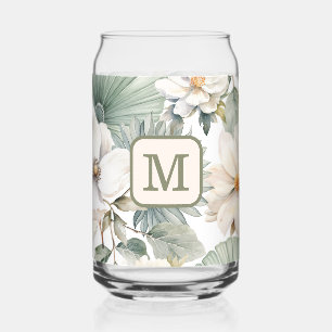 Benutzerdefiniertes Monogramm-Wasserfarben-Blumenm Dosenglas