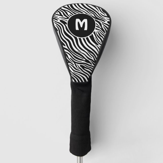 Benutzerdefiniertes Monogramm Zebramuster Golf Headcover (Vorderseite)