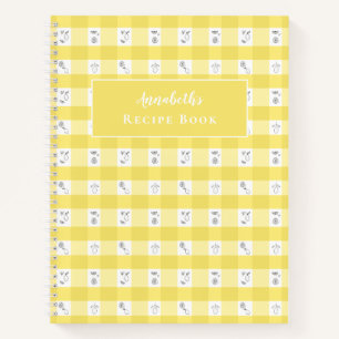Benutzerdefiniertes Monogramm-Zitronen-Karo-Rezept Notizbuch