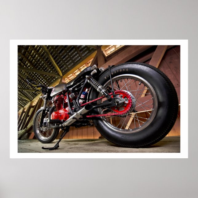 Benutzerdefiniertes Motorrad mit roten Details Poster (Vorne)