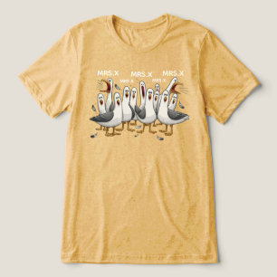Benutzerdefiniertes Möwen-Lehrer-Shirt, Lustiges L Tri-Blend Shirt