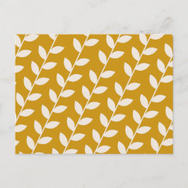 Benutzerdefiniertes Mustard 70er Retro Leaf Muster Feiertagspostkarte