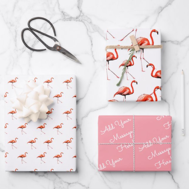 Benutzerdefiniertes Nachrichtenmuster Rosa Flaming Geschenkpapier Set (Vorderseite)