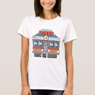Benutzerdefiniertes NAME Retro-50er-Diner-Schild F T-Shirt