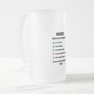 Benutzerdefiniertes Namens-Übereinstimmungstag-Übe Mattglas Bierglas