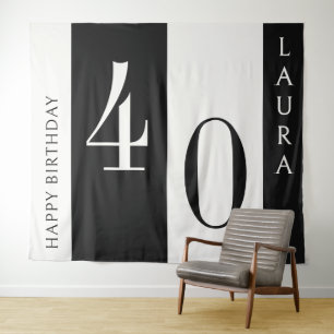 Benutzerdefiniertes Namens- und Altersbanner, Schw Wandteppich