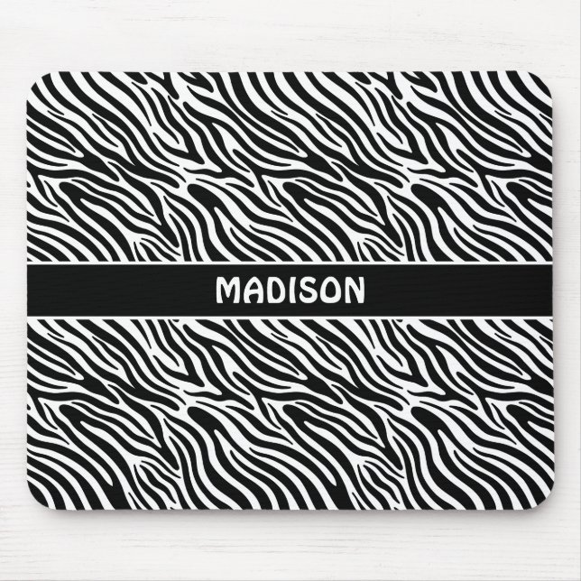 Benutzerdefiniertes Namens-Zebra-Muster Mousepad (Vorne)