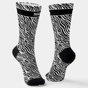 Benutzerdefiniertes Namens-Zebra-Muster Socken