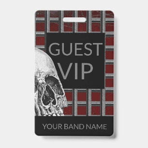 Benutzerdefiniertes Namensband Merch Rock Schädel Ausweis