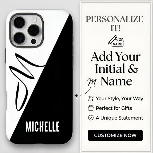 Benutzerdefiniertes Namensmonogramm Modern Geteilt iPhone 16 Pro Max Hülle