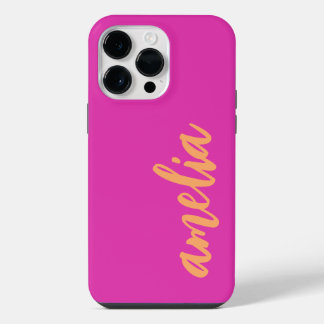 Benutzerdefiniertes Namensskript fett Magenta Oran iPhone 14 Pro Max Hülle