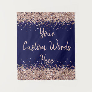 Benutzerdefiniertes Navy Blau & Roségold Geburtsta Wandteppich