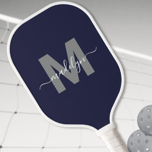 Benutzerdefiniertes Navy Blau Schriftzug Namensmon Pickleball Schläger