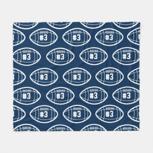 Benutzerdefiniertes Navy Blue and White FootBall-M Fleecedecke