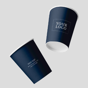 Benutzerdefiniertes Navy Blue Minimal Business Log Pappbecher