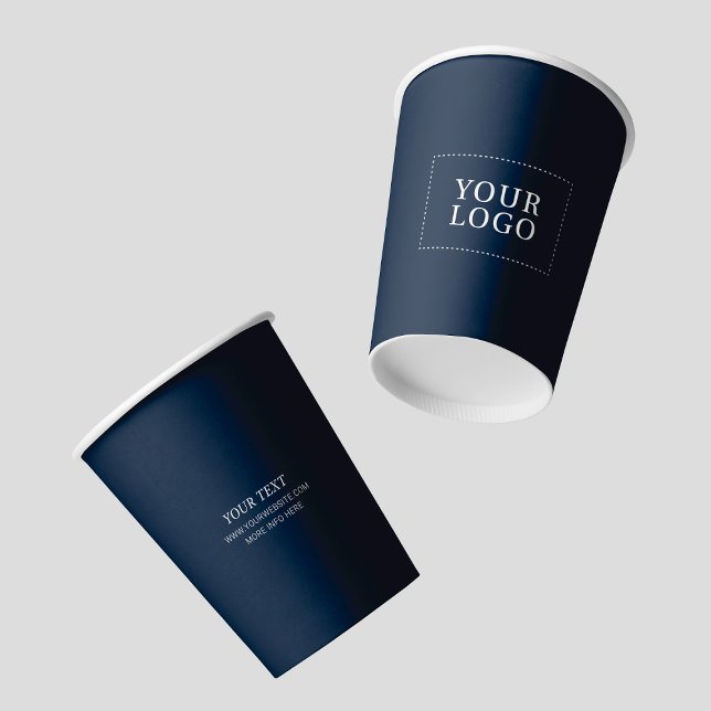 Benutzerdefiniertes Navy Blue Minimal Business Log Pappbecher (Von Creator hochgeladen)