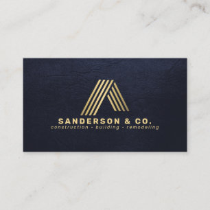 Benutzerdefiniertes Navy-Gold-Logo-Bauunternehmen Visitenkarte