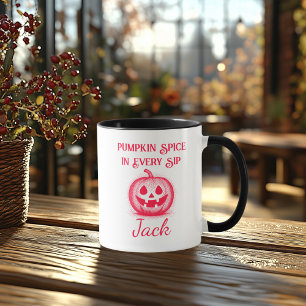 Benutzerdefiniertes Neon Halloween - Rotes Kürbis- Tasse