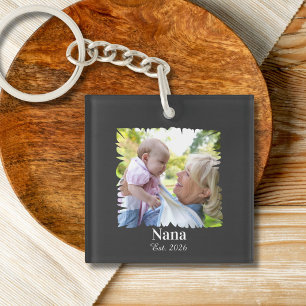 Benutzerdefiniertes Neues Oma-Foto Gegr. Jahr Schlüsselanhänger