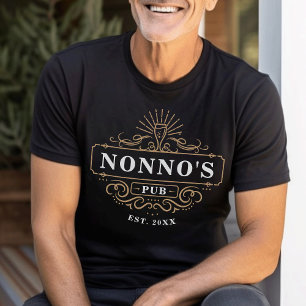 Benutzerdefiniertes Nonno's Pub-Zuhause-Bar-Jahr e T-Shirt