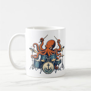 Benutzerdefiniertes Octopus-Drummer-Design Kaffeetasse