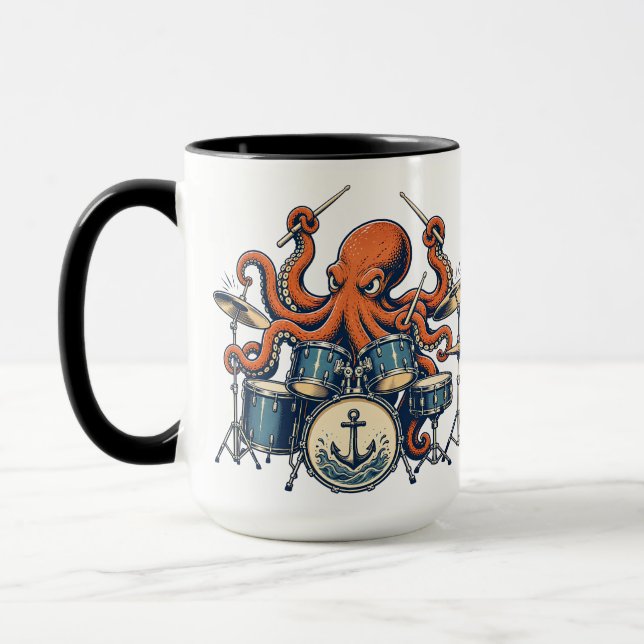Benutzerdefiniertes Octopus-Drummer-Design Tasse (Links)