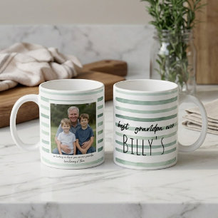 Benutzerdefiniertes Opa-Foto Grüne gestreifte Vate Kaffeetasse