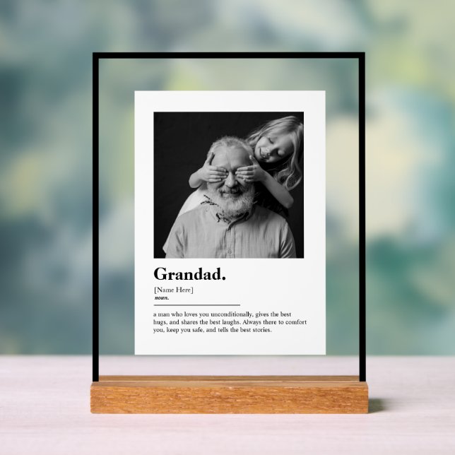 Benutzerdefiniertes Oppa-Geschenkwörterbuch Defini Acrylschild (Neutral)