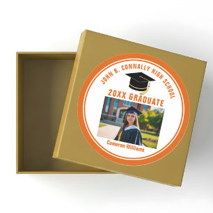 Benutzerdefiniertes Orange Graduate Foto 2026 Absc Runder Aufkleber