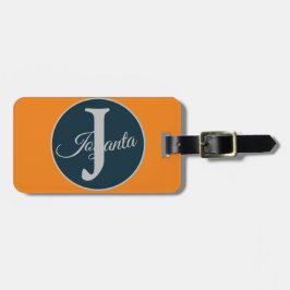 Benutzerdefiniertes orange grau blau Monogramm Ele Gepäckanhänger