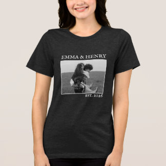 Benutzerdefiniertes Paar-Foto Ästhetisches Minimal Tri-Blend Shirt