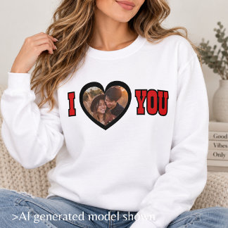 Benutzerdefiniertes Paar-Foto-Herz Ich liebe dich Sweatshirt