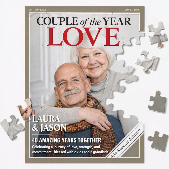 Benutzerdefiniertes Paar-Puzzle, benutzerdefiniert Puzzle (Custom Couple Puzzle, Custom Anniversary Magazine Jigsaw Puzzle)
