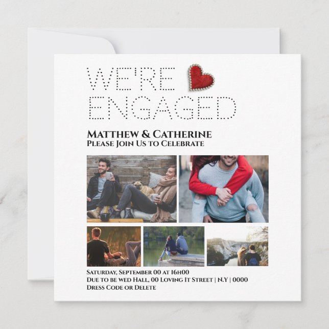 Benutzerdefiniertes Paar Verlobung Foto Collage He (Vorderseite)