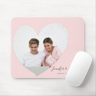 Benutzerdefiniertes paartes Foto Herzwellrosa Mousepad