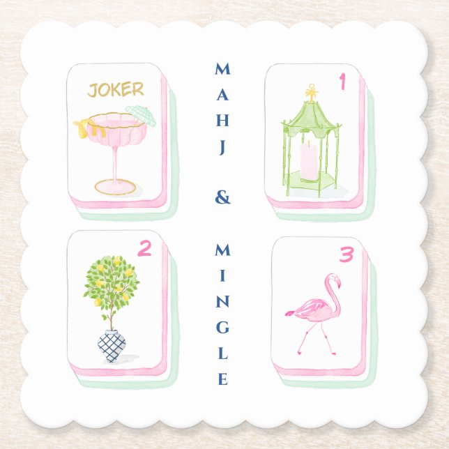 Benutzerdefiniertes Palm Beach Mahjong Untersetzer (Vorderseite)