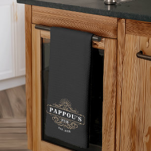 Benutzerdefiniertes Pappou's Pub Jahr etabliert Geschirrtuch