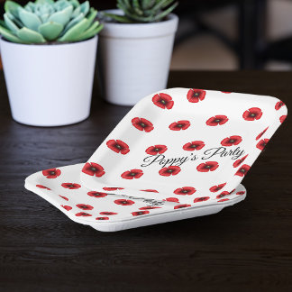 Benutzerdefiniertes Party für Red Poppy-Blume Pappteller