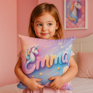 Benutzerdefiniertes Pastell-Einhorn-Name-Kissen Kissen