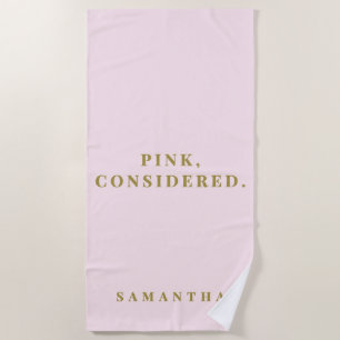 Benutzerdefiniertes Pastell-Rosa Gold Minimal Mode Strandtuch