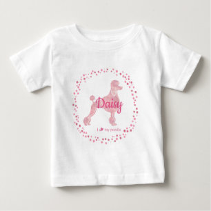 Benutzerdefiniertes Pastellrosa Pudel-Silhouette T Baby T-shirt