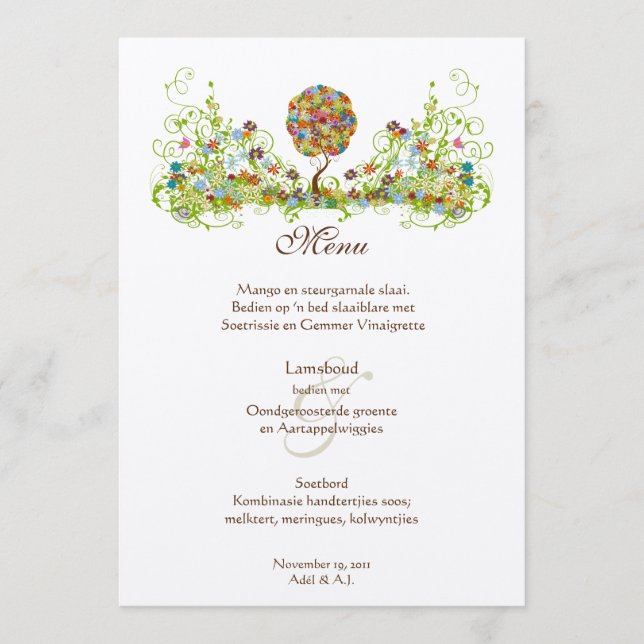 benutzerdefiniertes Patchwork-Tree-Programm Menükarte (Vorderseite)