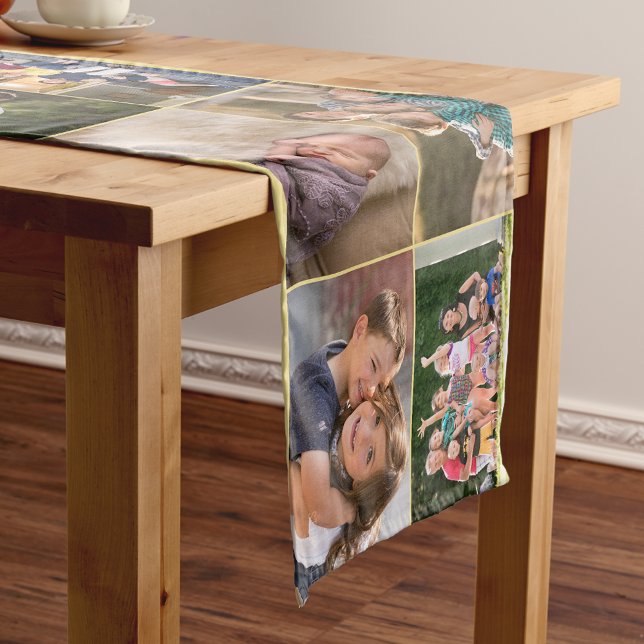 Benutzerdefiniertes Personalisiertes Dekor von Fot Kurzer Tischläufer (Custom Personalized 14 Family Photos Collage Decor Short Table Runner)