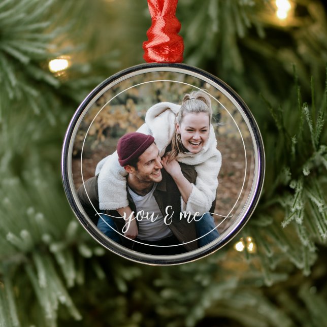 Benutzerdefiniertes Personalisiertes Foto Einfache Ornament Aus Metall (Baum)