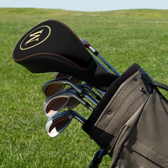 Benutzerdefiniertes Personalisiertes Schwarz-Gold  Golf Headcover (Create Custom Personalized Black Gold Monogrammed Golf Head Cover)