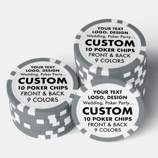 Benutzerdefiniertes personalisiertes Set von 10 GR Pokerchips (Stapel)