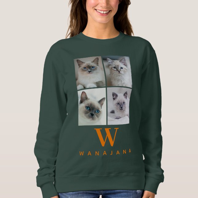 Benutzerdefiniertes Pet-Foto-Monogramm | Tierliebh Sweatshirt (Vorderseite)